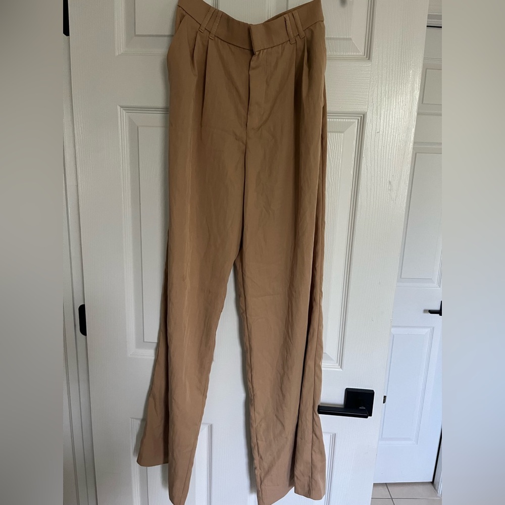 Zara Camel Wide Leg Trousers